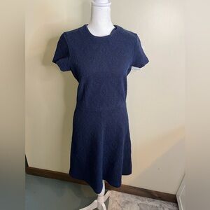 J. McLaughlin Navy Textured Knee Length Dress